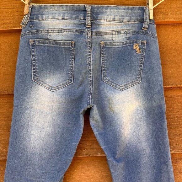 VIP Jeans Street Denim SD2-7455B Light Blue Distressed Low Rise Jeans Size 7/8 - Picture 6 of 10